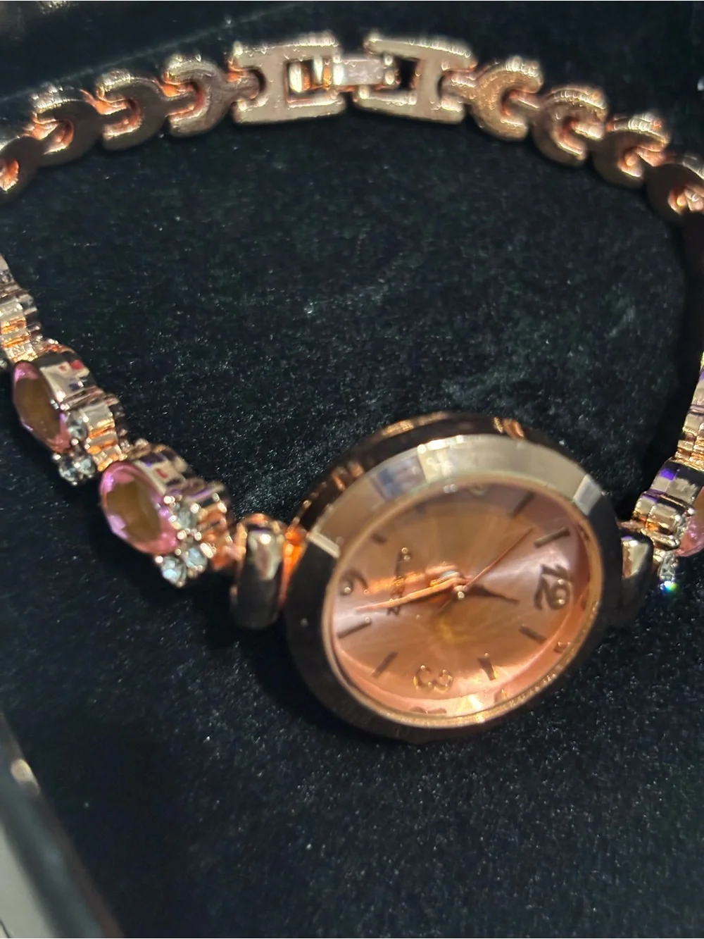 Rose Gold Pink Crystal Women's Quartz Bracelet Watch
